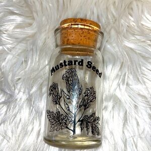 Vintage mustard seed  1970s Wheaton glass spice jar.